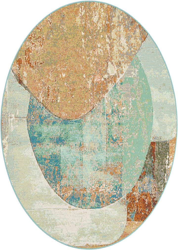 6' 1 x 6' 1 Easy-Clean Modern Indoor / Outdoor Round Rug