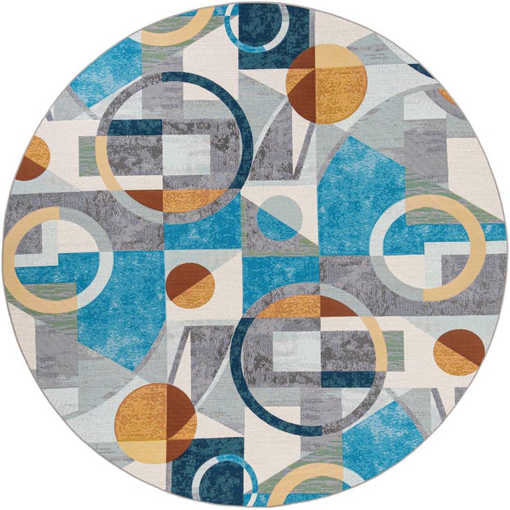 Detail image of 10' x 10' Easy-Clean Modern Indoor / Outdoor Round Rug