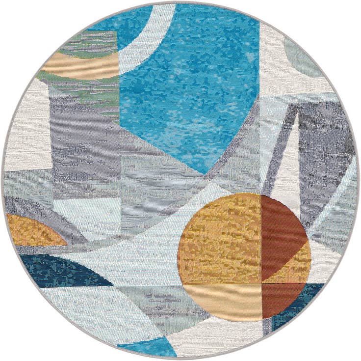 Detail image of 3' 3 x 3' 3 Easy-Clean Modern Indoor / Outdoor Round Rug