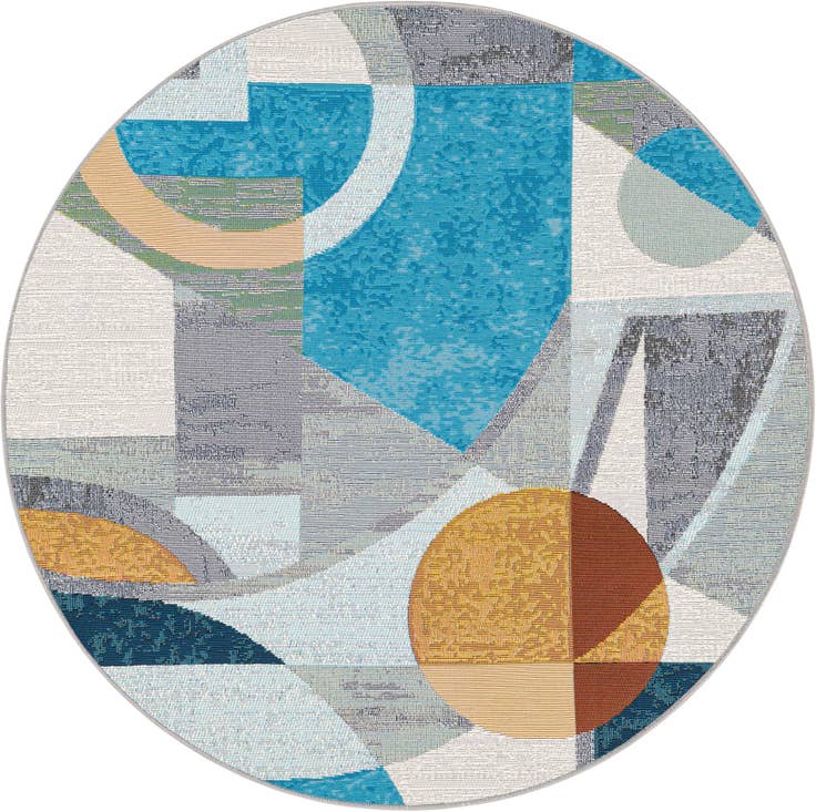 Detail image of 4' 1 x 4' 1 Easy-Clean Modern Indoor / Outdoor Round Rug