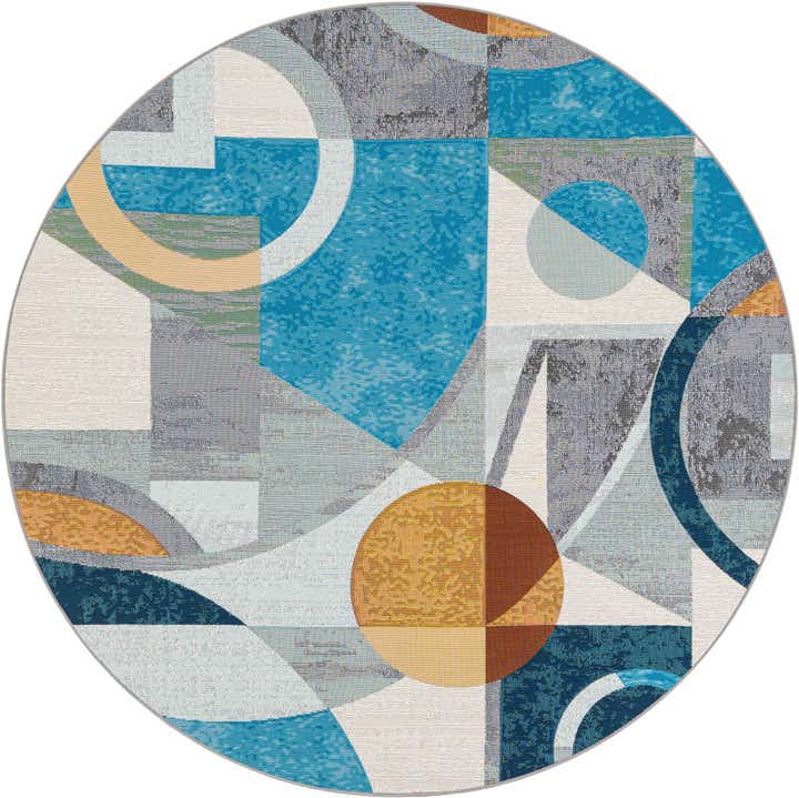 6' 1 x 6' 1 Easy-Clean Modern Indoor / Outdoor Round Rug