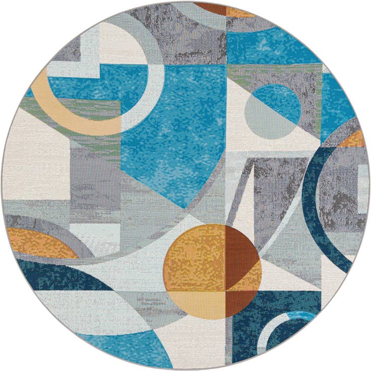 Detail image of 6' 1 x 6' 1 Easy-Clean Modern Indoor / Outdoor Round Rug