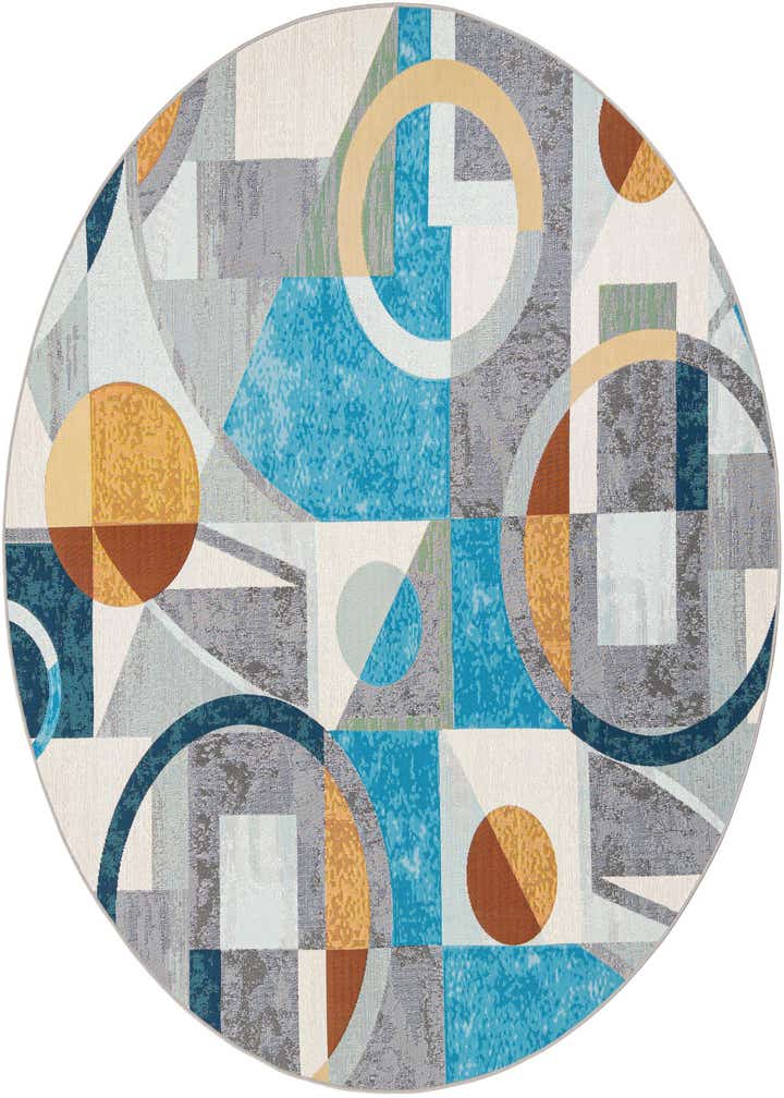 7' 10 x 7' 10 Easy-Clean Modern Indoor / Outdoor Round Rug