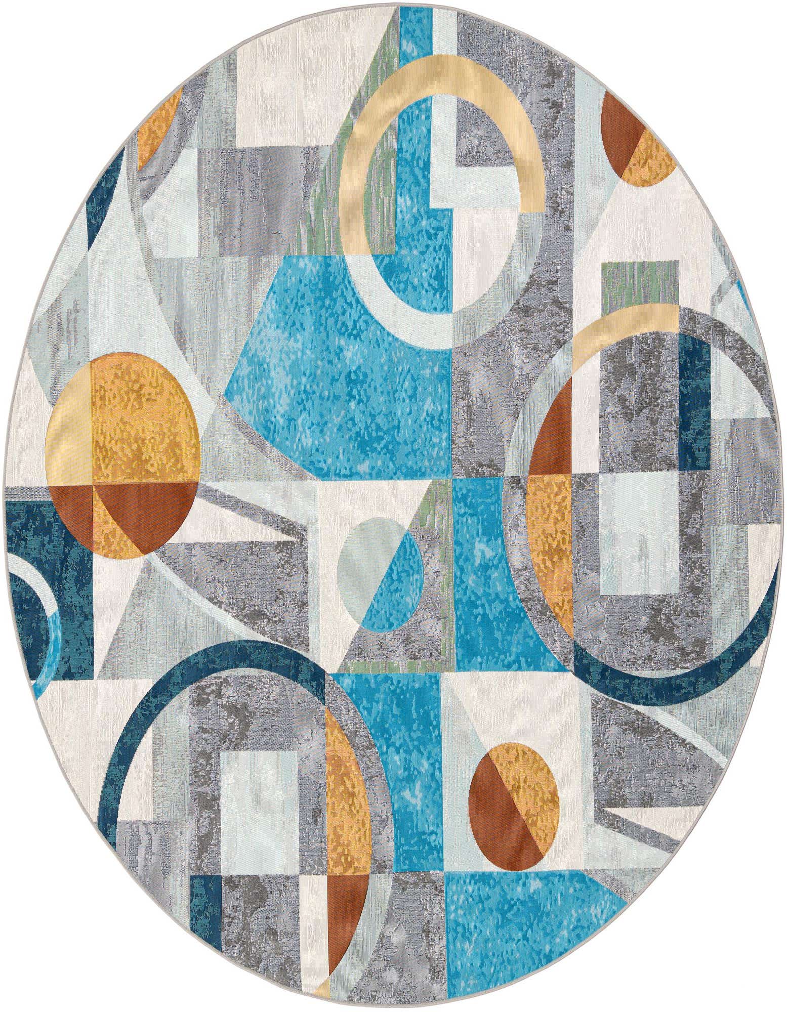 7' 10 x 7' 10 Easy-Clean Modern Indoor / Outdoor Round Rug