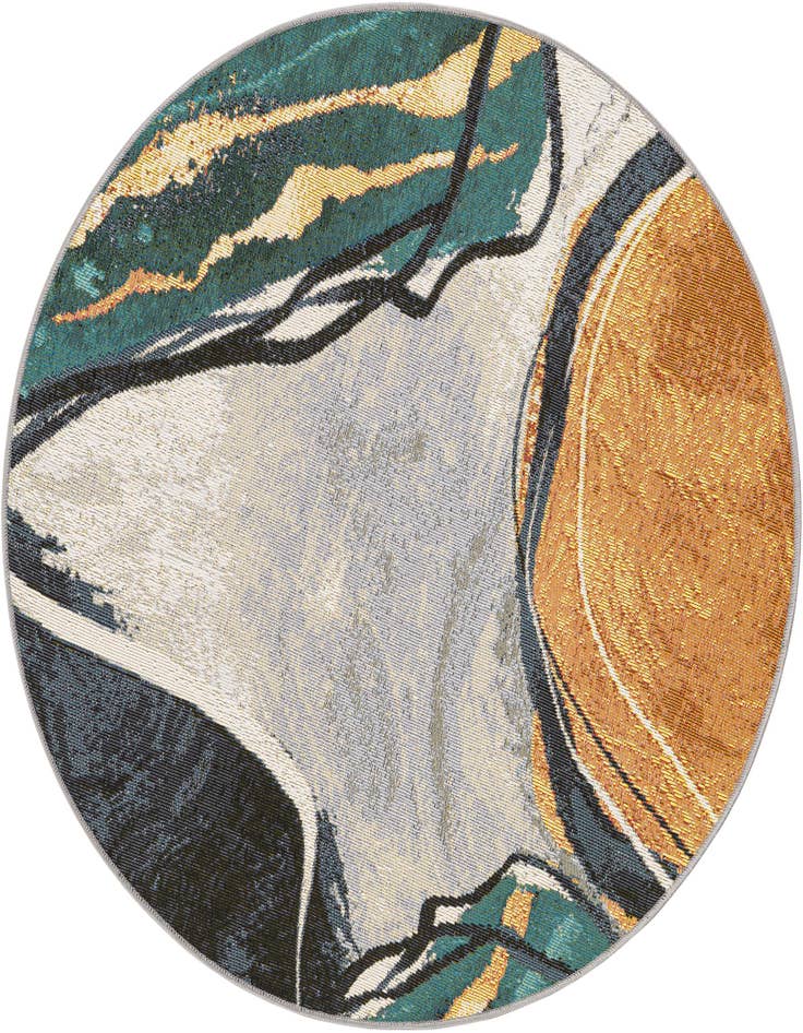 Detail image of 3' 3 x 3' 3 Easy-Clean Modern Indoor / Outdoor Round Rug