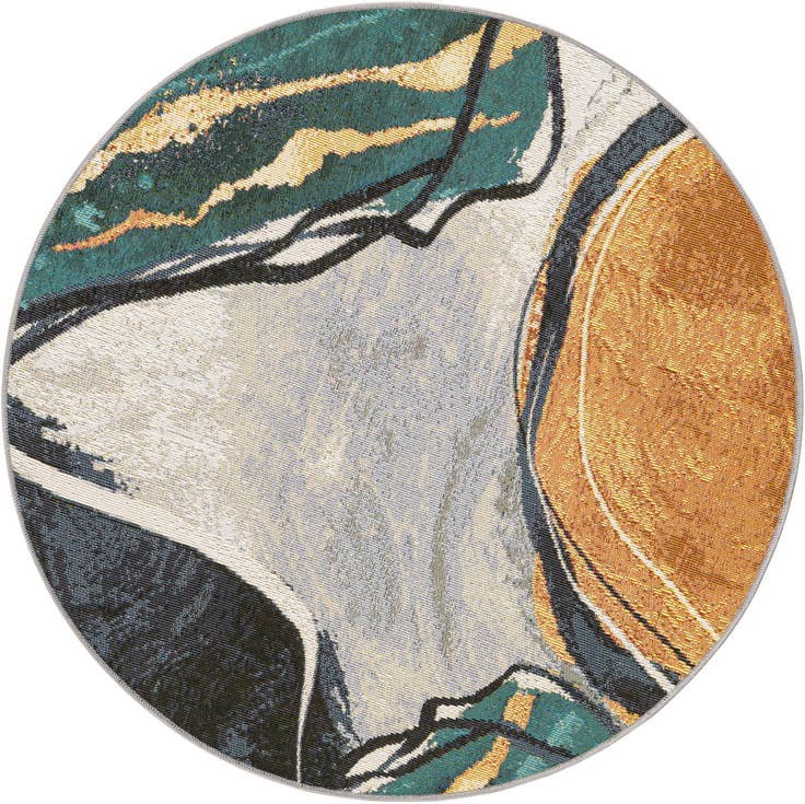 Detail image of 3' 3 x 3' 3 Easy-Clean Modern Indoor / Outdoor Round Rug