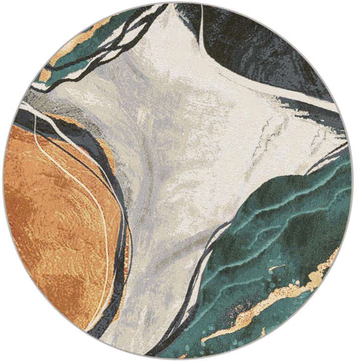 5' 3 x 5' 3 Easy-Clean Modern Indoor / Outdoor Round Rug