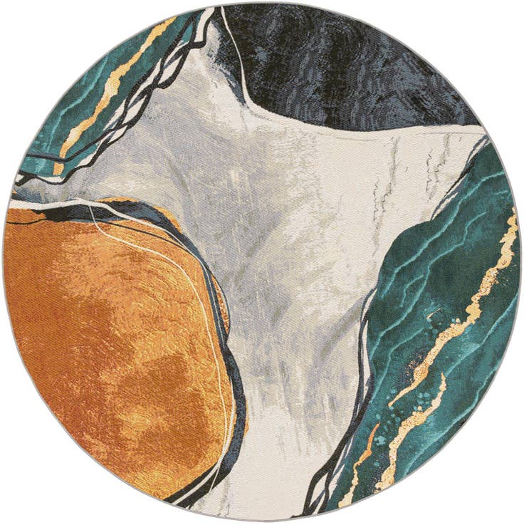 Detail image of 7' 10 x 7' 10 Easy-Clean Modern Indoor / Outdoor Round Rug