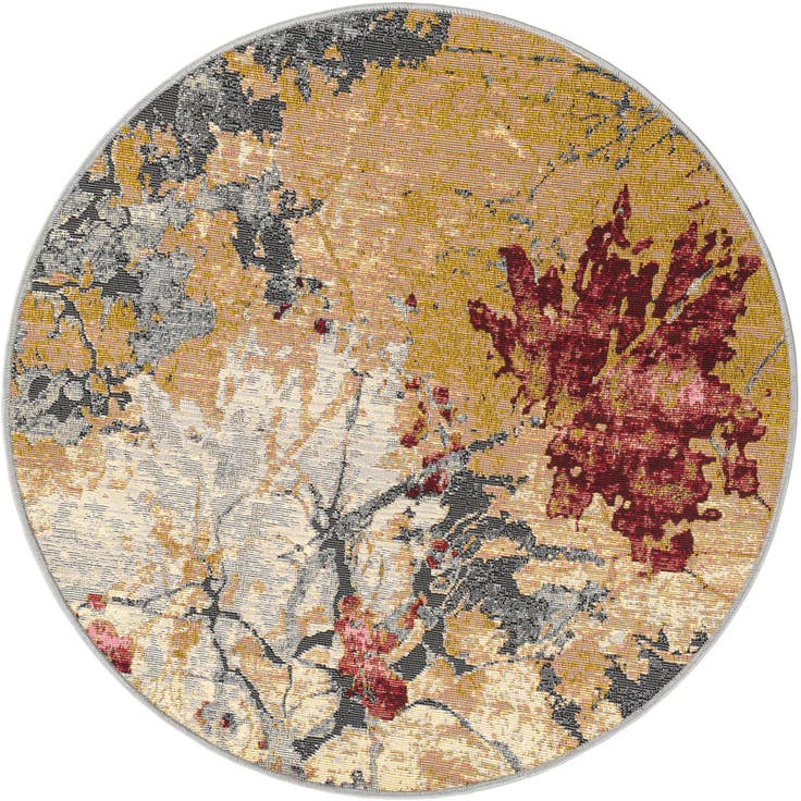 Detail image of 3' 3 x 3' 3 Easy-Clean Modern Indoor / Outdoor Round Rug