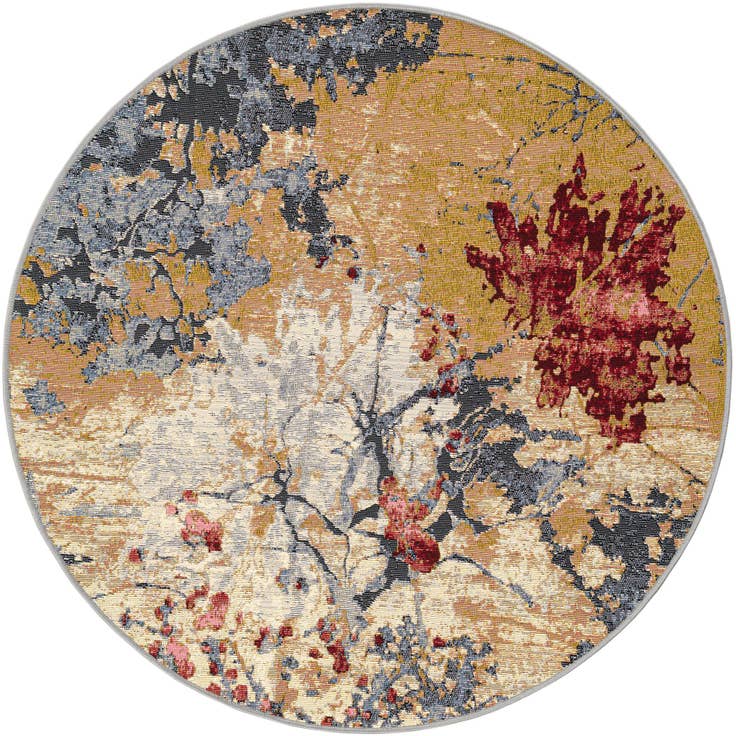 Detail image of 4' x 4' Easy-Clean Modern Indoor / Outdoor Round Rug