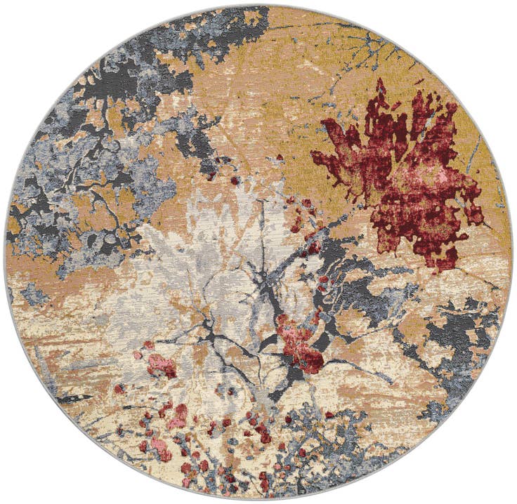 Detail image of 5' 3 x 5' 3 Easy-Clean Modern Indoor / Outdoor Round Rug