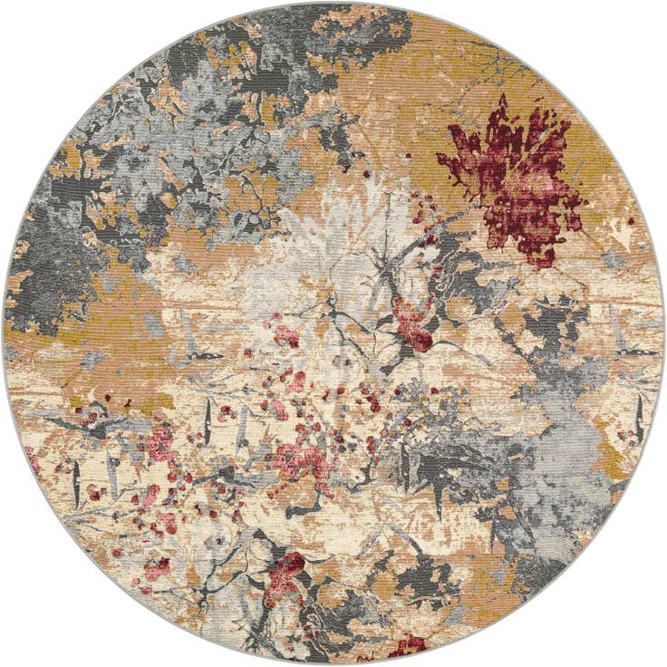 Detail image of 7' 10 x 7' 10 Easy-Clean Modern Indoor / Outdoor Round Rug