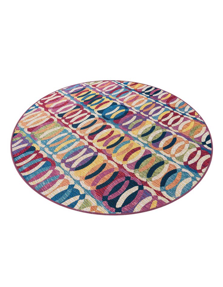 Detail image of  5' 3 x 5' 3  Washable Modern Indoor / Outdoor Round Rug