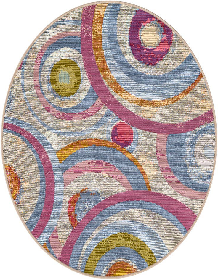 Detail image of 4' x 4' Easy-Clean Modern Indoor / Outdoor Round Rug