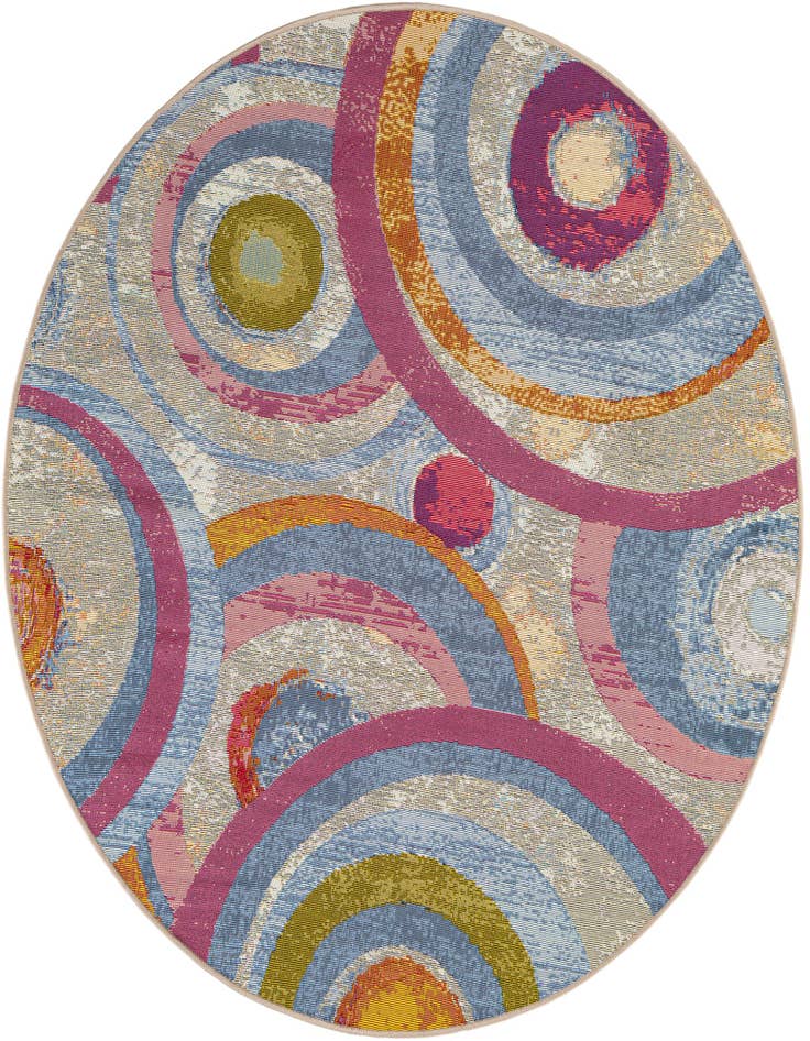 Detail image of 5' x 5' Easy-Clean Modern Indoor / Outdoor Round Rug