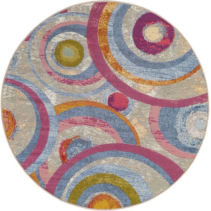 Detail image of 5' x 5' Easy-Clean Modern Indoor / Outdoor Round Rug