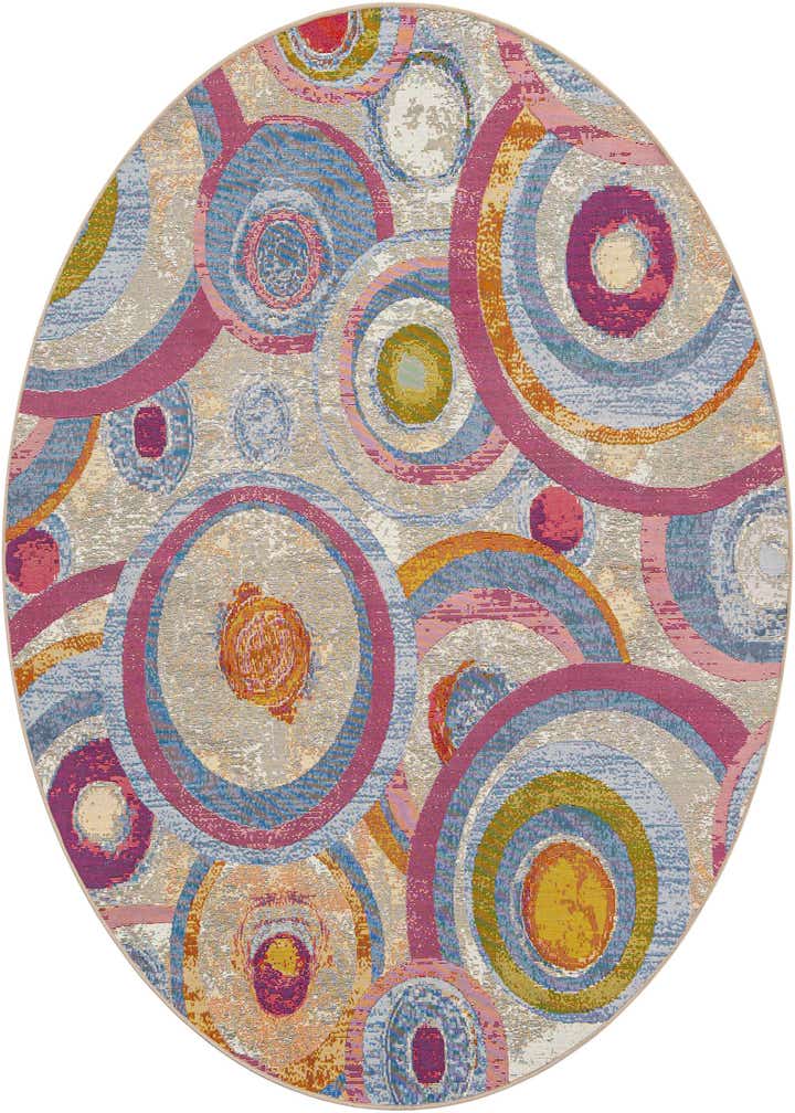 7' 10 x 7' 10 Easy-Clean Modern Indoor / Outdoor Round Rug