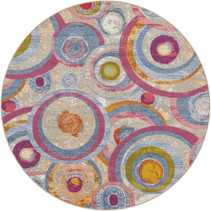 Detail image of 7' 10 x 7' 10 Easy-Clean Modern Indoor / Outdoor Round Rug