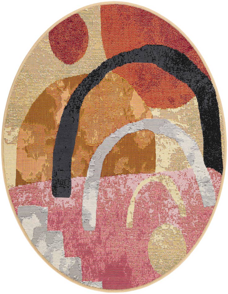 Detail image of 3' x 3' Easy-Clean Modern Indoor / Outdoor Round Rug