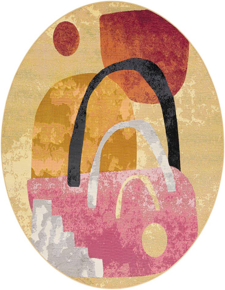 Detail image of 7' 10 x 7' 10 Easy-Clean Modern Indoor / Outdoor Round Rug