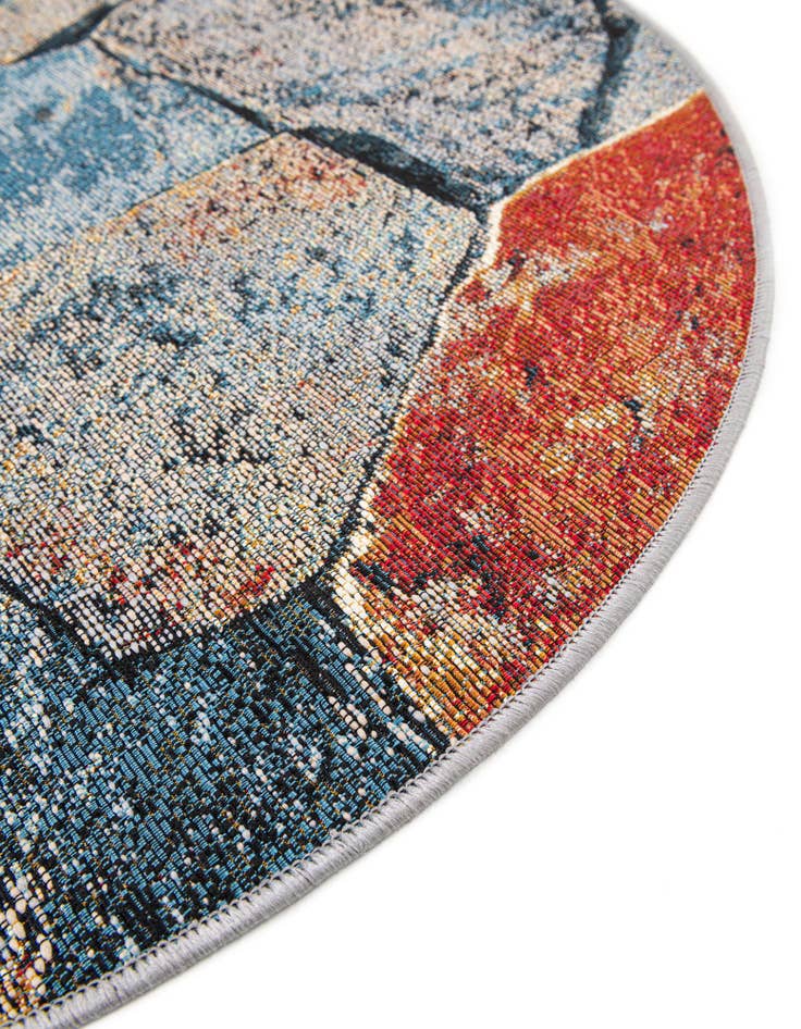 Detail image of 3' x 3' Easy-Clean Modern Indoor / Outdoor Round Rug