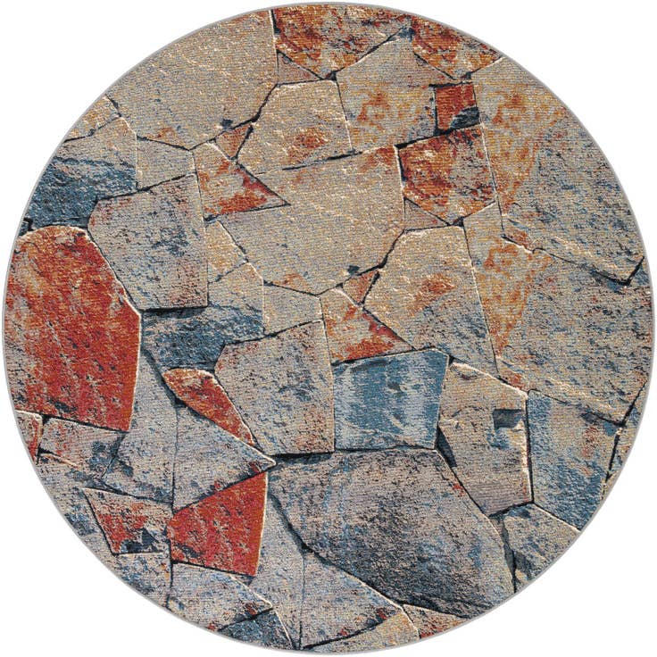 Detail image of 7' 10 x 7' 10 Easy-Clean Modern Indoor / Outdoor Round Rug