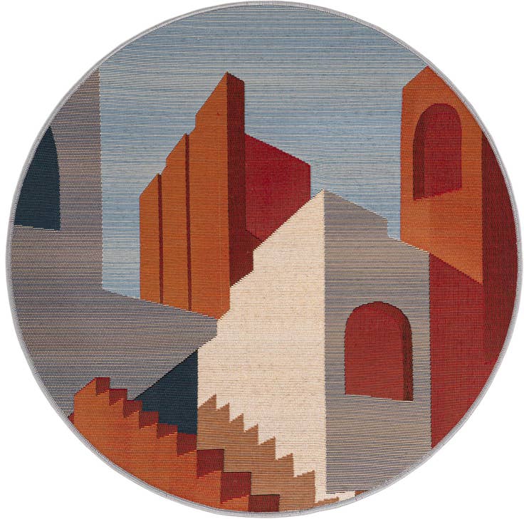 Detail image of 3' x 3' Easy-Clean Modern Indoor / Outdoor Round Rug