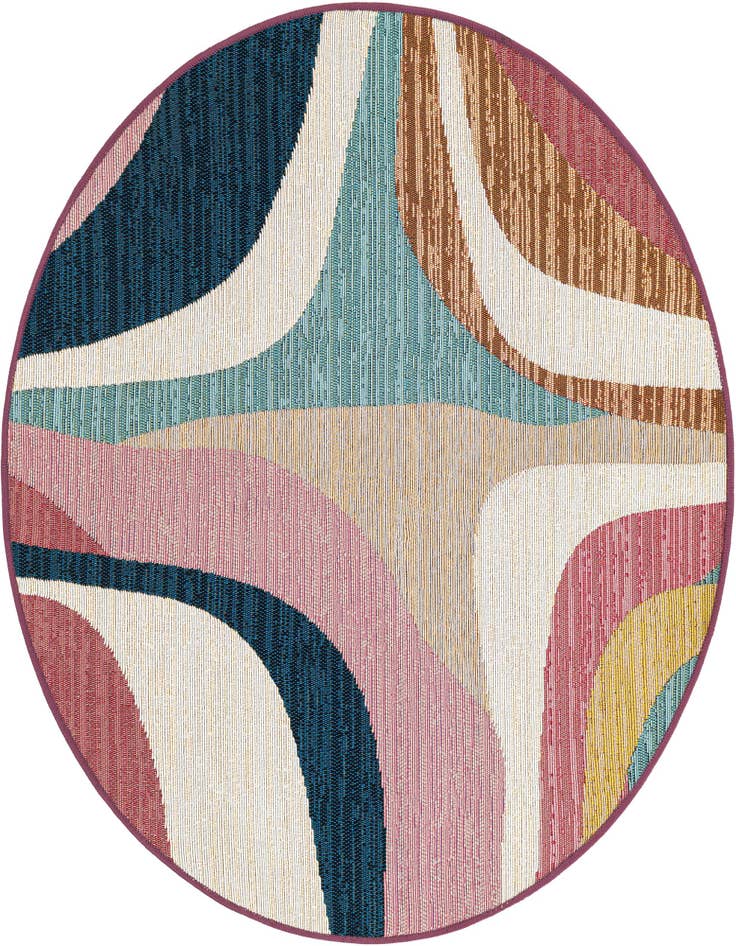 Detail image of 3' x 3' Easy-Clean Modern Indoor / Outdoor Round Rug