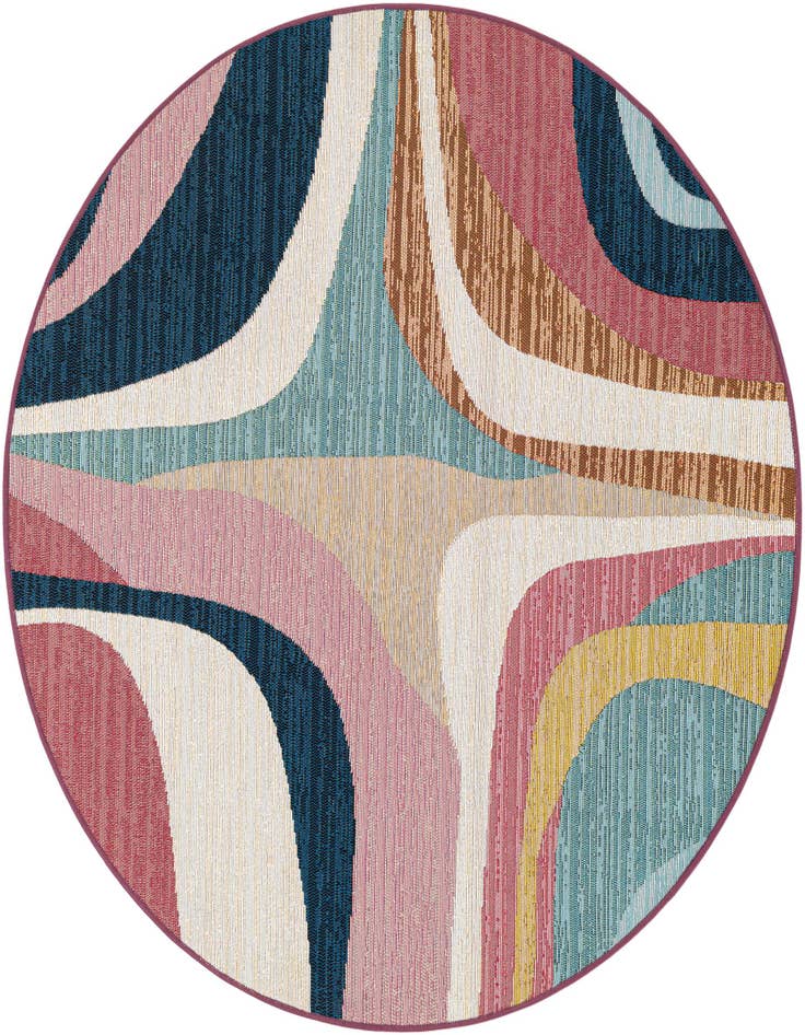 Detail image of 4' x 4' Easy-Clean Modern Indoor / Outdoor Round Rug
