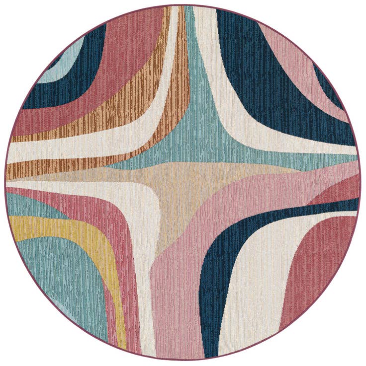 Detail image of 5' x 5' Easy-Clean Modern Indoor / Outdoor Round Rug