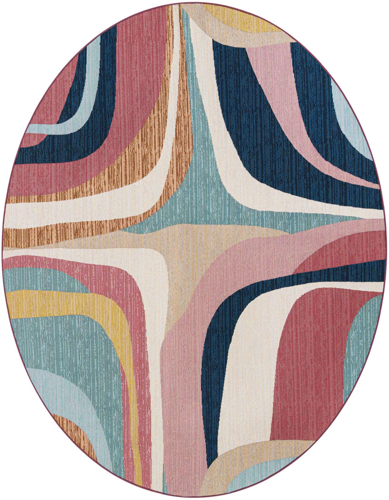 7' 10 x 7' 10 Easy-Clean Modern Indoor / Outdoor Round Rug