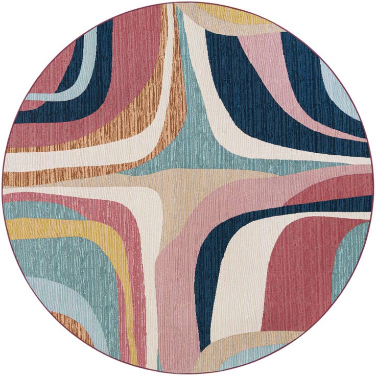 Detail image of 7' 10 x 7' 10 Easy-Clean Modern Indoor / Outdoor Round Rug