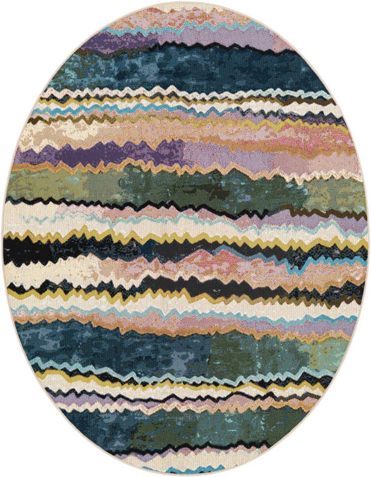 Detail image of 5' x 5' Easy-Clean Modern Indoor / Outdoor Round Rug
