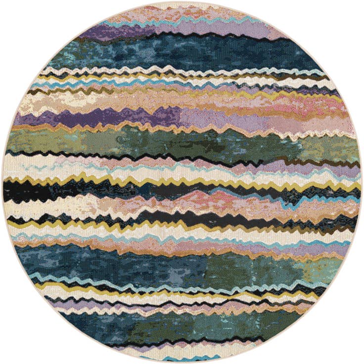 Detail image of 5' x 5' Easy-Clean Modern Indoor / Outdoor Round Rug
