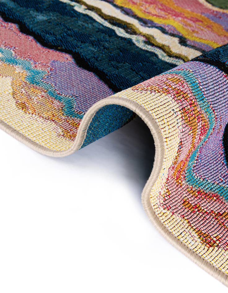 Detail image of 4' x 4'  Washable Modern Indoor / Outdoor Round Rug