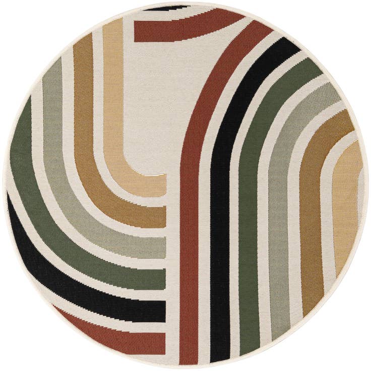Detail image of 3' x 3' Easy-Clean Modern Indoor / Outdoor Round Rug