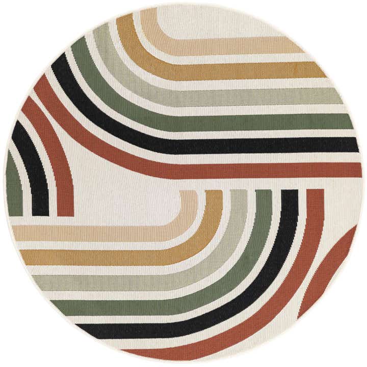 4' x 4' Easy-Clean Modern Indoor / Outdoor Round Rug