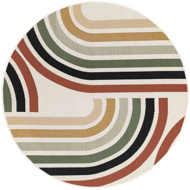 Detail image of 4' x 4' Easy-Clean Modern Indoor / Outdoor Round Rug