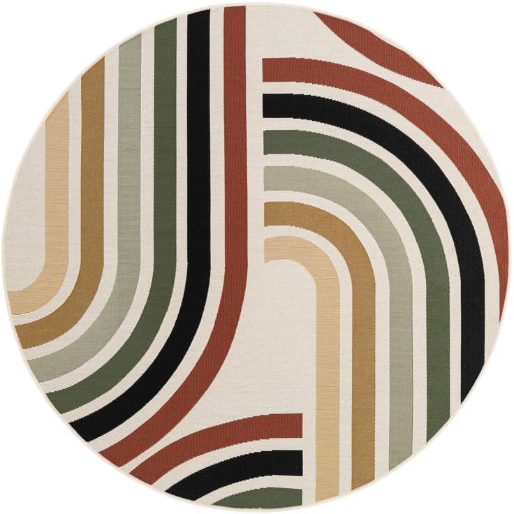 Detail image of 5' x 5' Easy-Clean Modern Indoor / Outdoor Round Rug