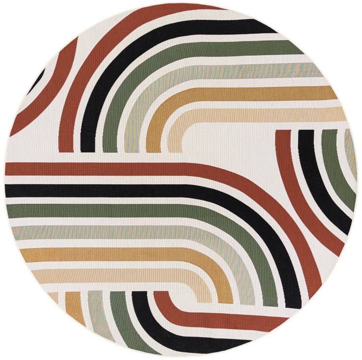 Detail image of 7' 10 x 7' 10 Easy-Clean Modern Indoor / Outdoor Round Rug