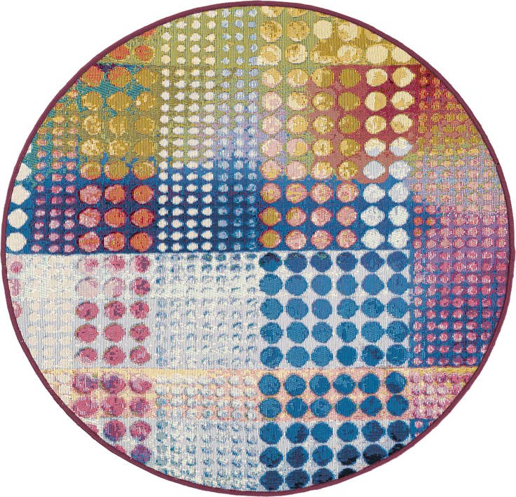 Detail image of 3' x 3' Easy-Clean Modern Indoor / Outdoor Round Rug