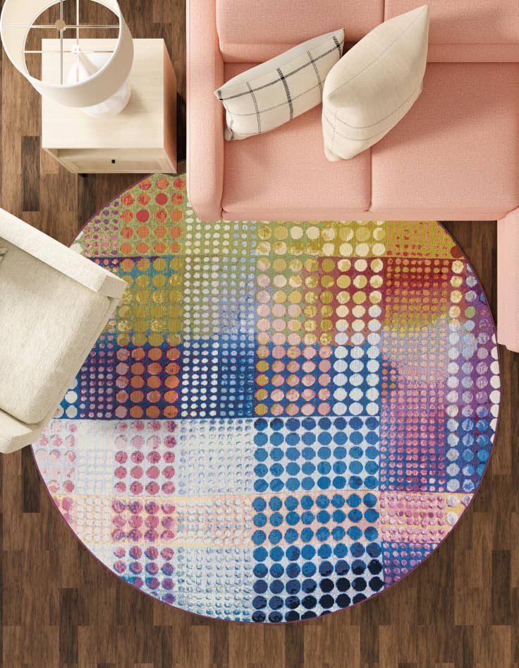 Detail image of 3' x 3'  Washable Modern Indoor / Outdoor Round Rug