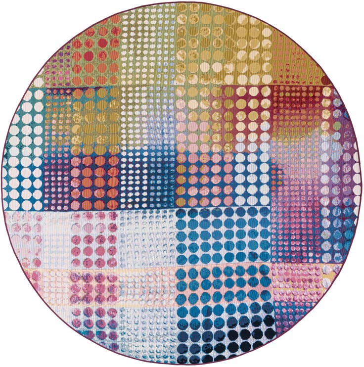 Detail image of 8' x 8' Easy-Clean Modern Indoor / Outdoor Round Rug