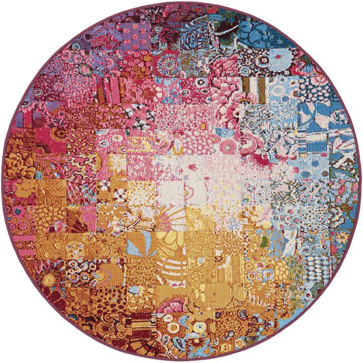 4' x 4' Easy-Clean Modern Indoor / Outdoor Round Rug