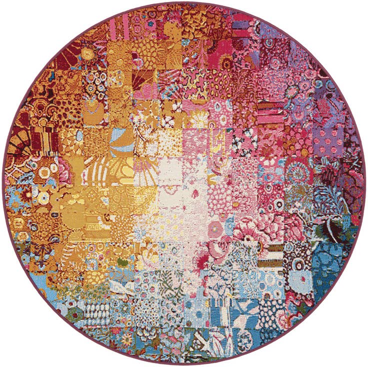 Detail image of 5' x 5' Easy-Clean Modern Indoor / Outdoor Round Rug