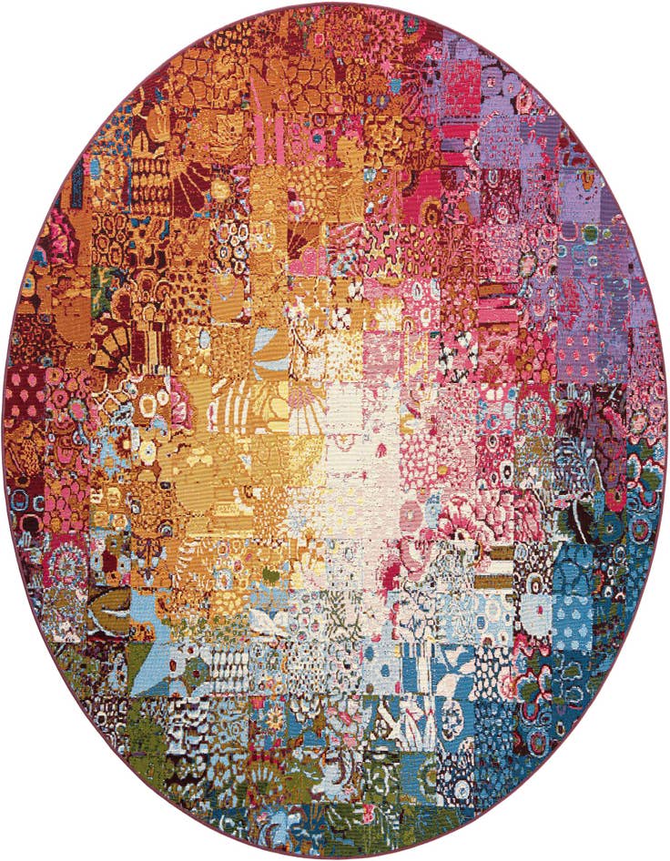 Detail image of 8' x 8' Easy-Clean Modern Indoor / Outdoor Round Rug