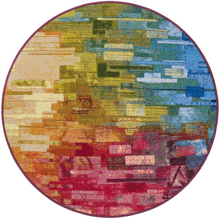 Detail image of 3' x 3' Easy-Clean Modern Indoor / Outdoor Round Rug