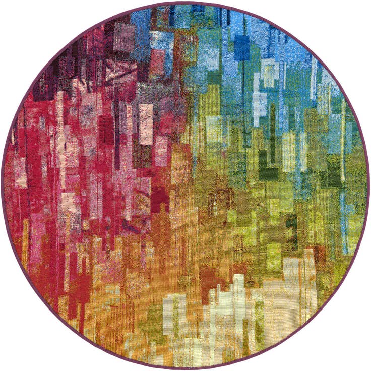 Detail image of 4' x 4' Easy-Clean Modern Indoor / Outdoor Round Rug