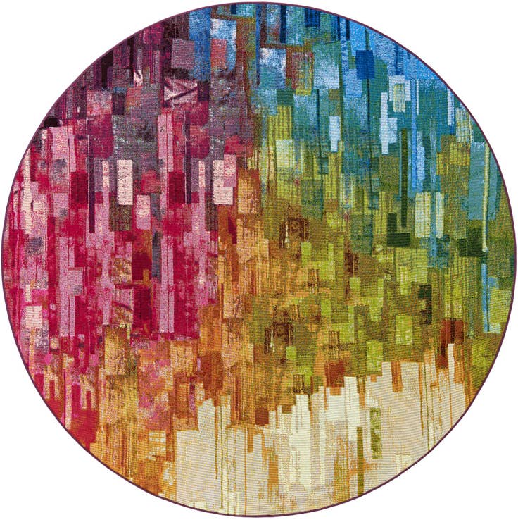 Detailfoto van 245cm x 245cm Makkelijk schoon te maken Modern Binnen / buiten Rond Vloerkleed