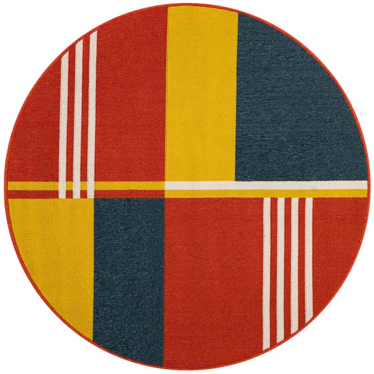 Detail image of 4' x 4' Easy-Clean Modern Indoor / Outdoor Round Rug